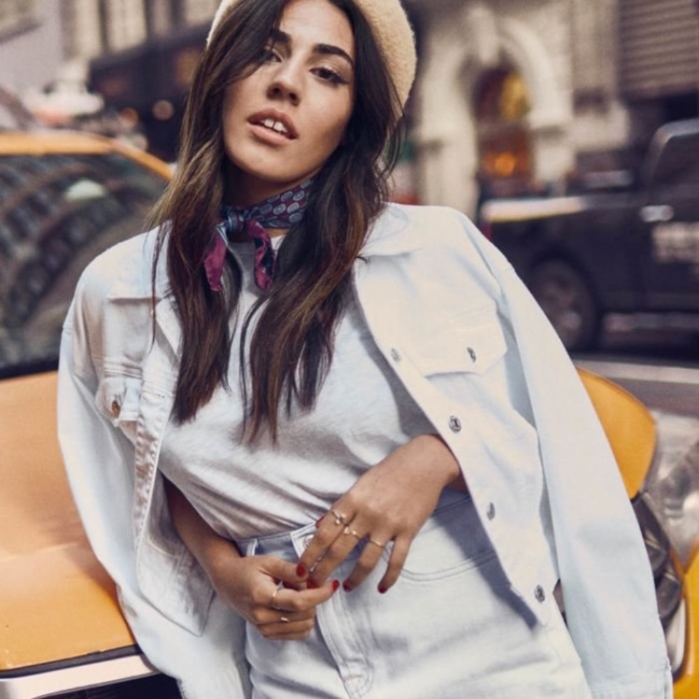 7 For All Mankind White Denim Bubble Jacket